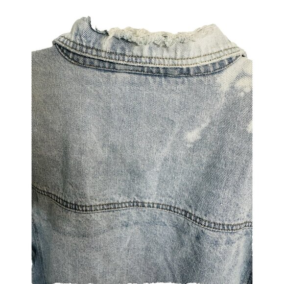 Avalon AC Collection Retro Sherpa Lined Denim Distressed Zombie Trucker Jacket L - Picture 9 of 10